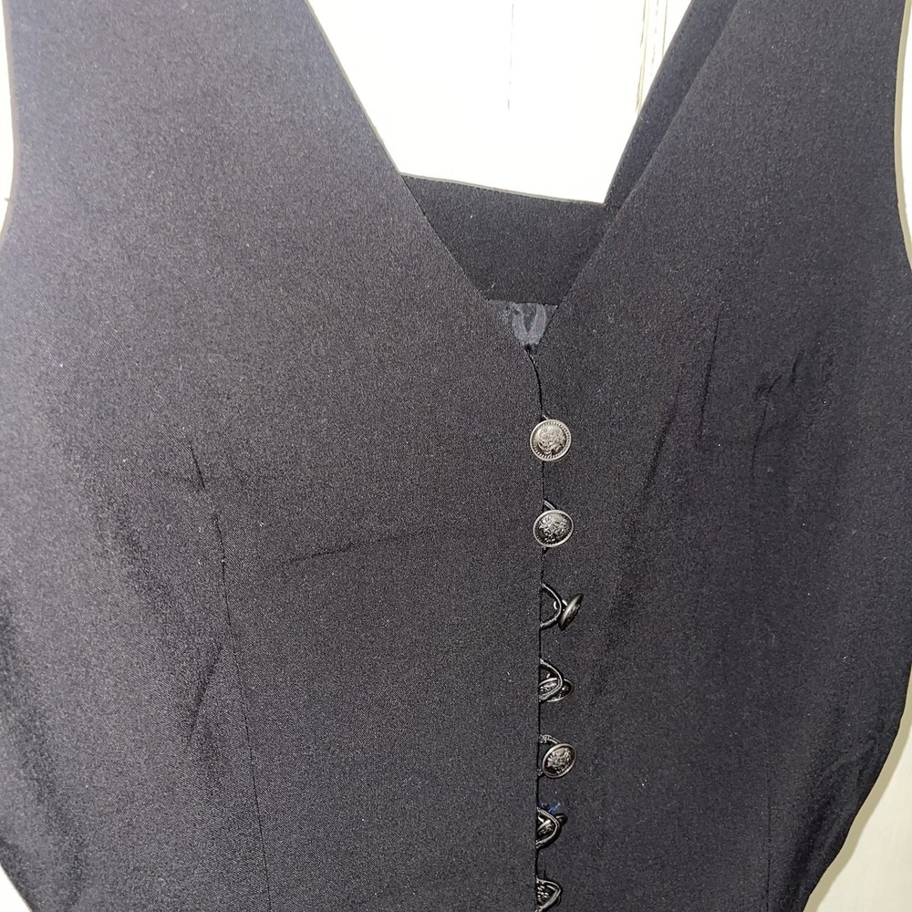 VTG Women Sandro Sleeveless Button Down Vest Black Sz M Rayon Blend Suit Preppy - Picture 3 of 8